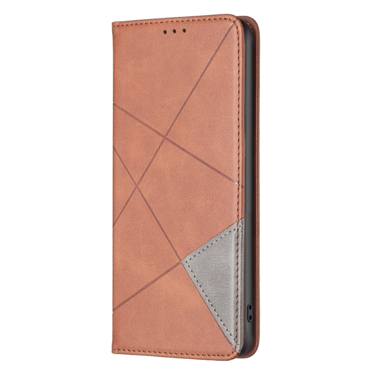 For iPhone 16 Rhombus Texture Magnetic Leather Phone Case(Brown) - iPhone 16 Cases by PMC TechLife | Online Shopping South Africa | PMC TechLife | Buy Now Pay Later Mobicred