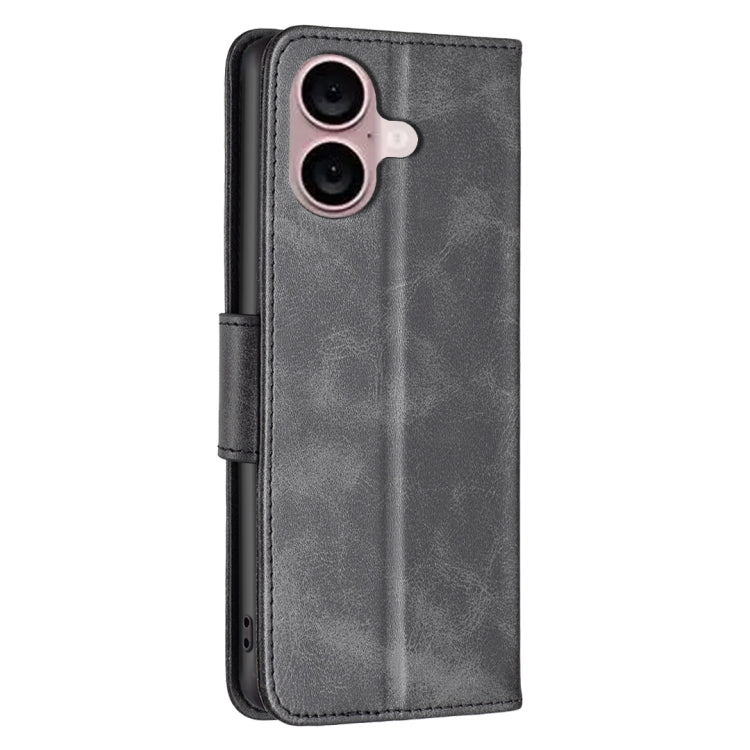 For iPhone 16 Lambskin Texture Pure Color Flip Leather Phone Case(Black) - iPhone 16 Cases by PMC Jewellery | Online Shopping South Africa | PMC Jewellery | Buy Now Pay Later Mobicred