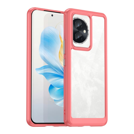 For Honor 100 Colorful Series Acrylic Hybrid TPU Phone Case(Red) - Honor Cases by PMC Jewellery | Online Shopping South Africa | PMC Jewellery | Buy Now Pay Later Mobicred