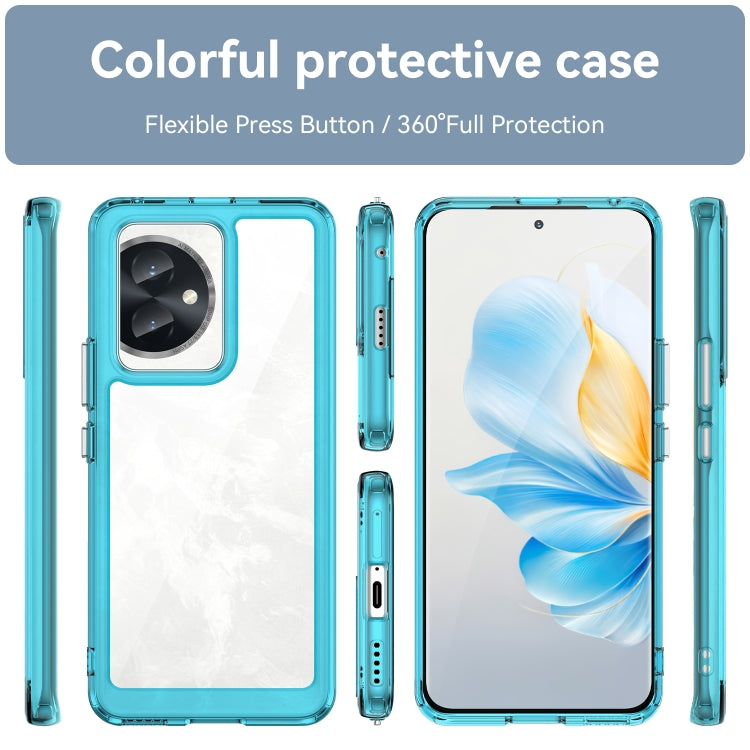 For Honor 100 Colorful Series Acrylic Hybrid TPU Phone Case(Transparent Blue) - Honor Cases by PMC Jewellery | Online Shopping South Africa | PMC Jewellery | Buy Now Pay Later Mobicred