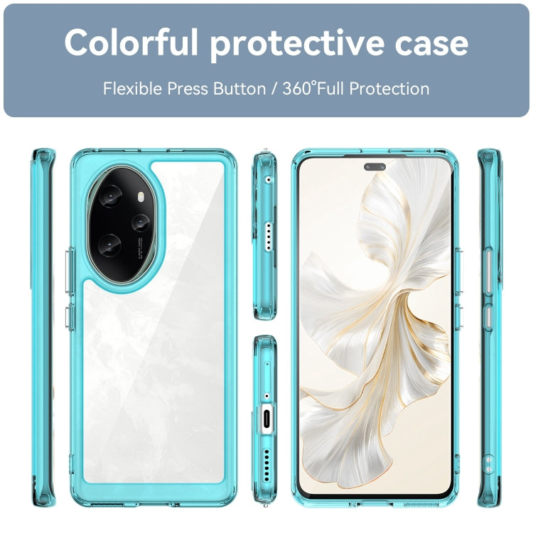 For Honor 100 Pro Colorful Series Acrylic Hybrid TPU Phone Case(Transparent Blue) - Honor Cases by PMC Jewellery | Online Shopping South Africa | PMC Jewellery | Buy Now Pay Later Mobicred