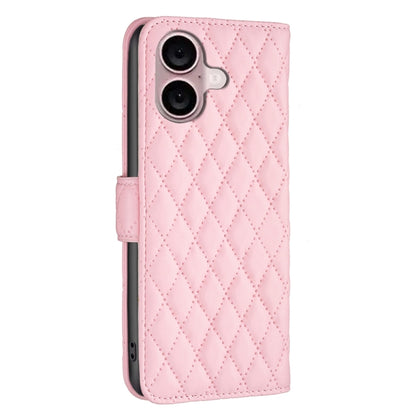 For iPhone 16 Plus Diamond Lattice Wallet Flip Leather Phone Case(Pink) - iPhone 16 Plus Cases by PMC Jewellery | Online Shopping South Africa | PMC Jewellery | Buy Now Pay Later Mobicred