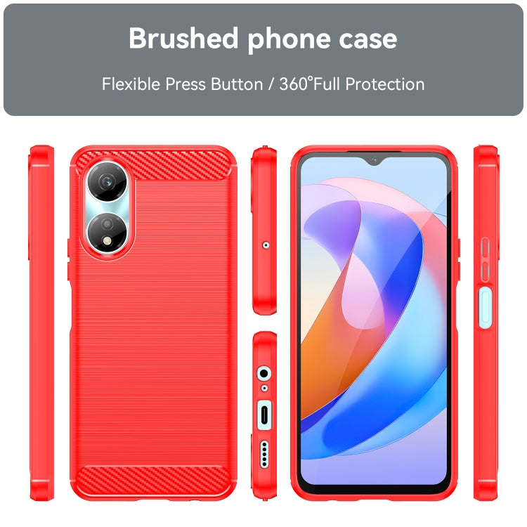 For Honor X7b Brushed Texture Carbon Fiber TPU Phone Case(Red) - Honor Cases by PMC Jewellery | Online Shopping South Africa | PMC Jewellery