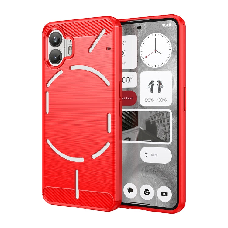 For Nothing Phone 2 Brushed Texture Carbon Fiber TPU Phone Case(Red) - More Brand by PMC Jewellery | Online Shopping South Africa | PMC Jewellery