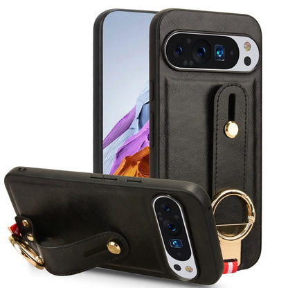 For Google Pixel 9 Pro Wristband Leather Back Phone Case(Black) - Google Cases by PMC Jewellery | Online Shopping South Africa | PMC Jewellery | Buy Now Pay Later Mobicred