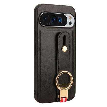 For Google Pixel 9 Pro Wristband Leather Back Phone Case(Black) - Google Cases by PMC Jewellery | Online Shopping South Africa | PMC Jewellery | Buy Now Pay Later Mobicred