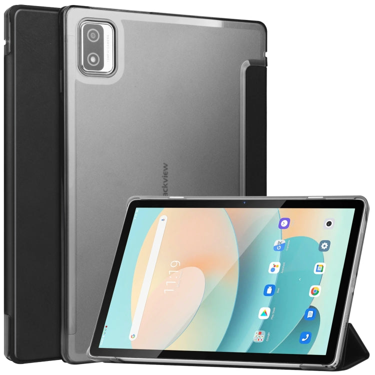 For Blackview Tab 12 / 12 Pro 3-fold Semi-transparent Frosted Smart Leather Tablet Case(Black) - Others by PMC Jewellery | Online Shopping South Africa | PMC Jewellery