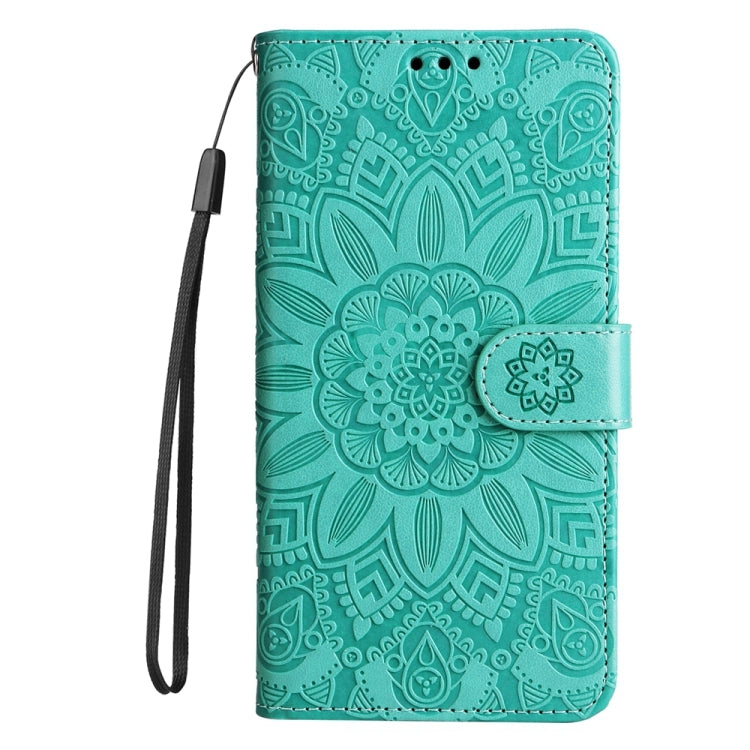 For Google Pixel 9 Embossed Sunflower Leather Phone Case(Green) - Google Cases by PMC Jewellery | Online Shopping South Africa | PMC Jewellery | Buy Now Pay Later Mobicred