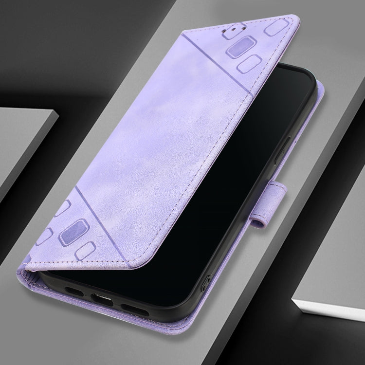 For iPhone SE 2024 Skin-feel Embossed Leather Phone Case(Light Purple) - More iPhone Cases by PMC Jewellery | Online Shopping South Africa | PMC Jewellery | Buy Now Pay Later Mobicred