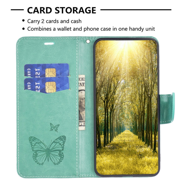 For iPhone 16 Pro Max Embossing Two Butterflies Pattern Leather Phone Case(Green) - iPhone 16 Pro Max Cases by PMC TechLife | Online Shopping South Africa | PMC TechLife | Buy Now Pay Later Mobicred