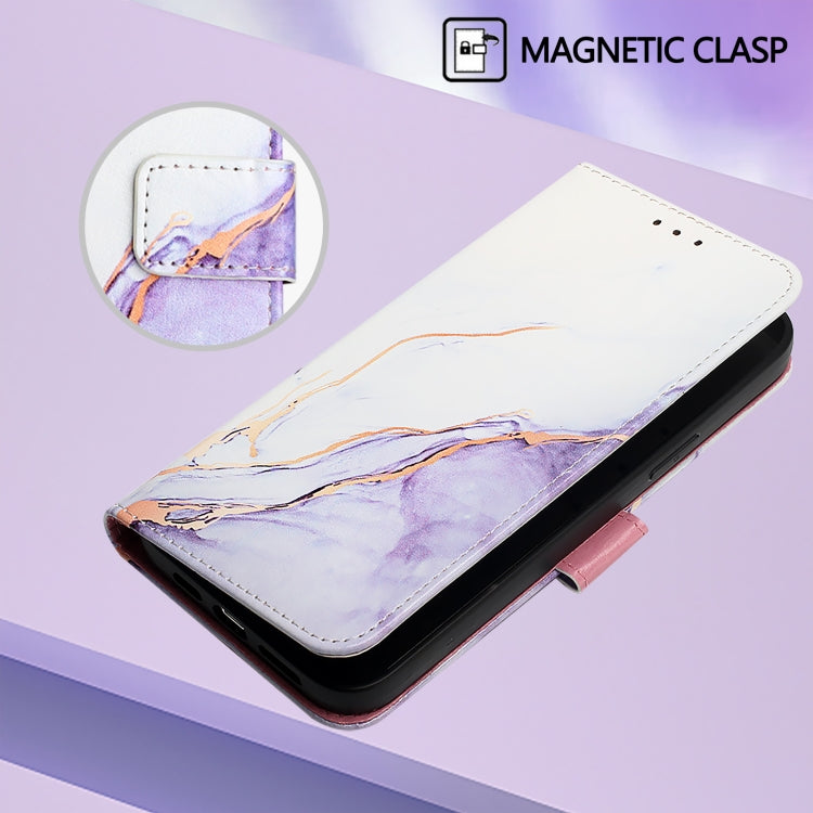 For iPhone SE 2024 PT003 Marble Pattern Flip Leather Phone Case(White Purple LS006) - More iPhone Cases by PMC Jewellery | Online Shopping South Africa | PMC Jewellery | Buy Now Pay Later Mobicred