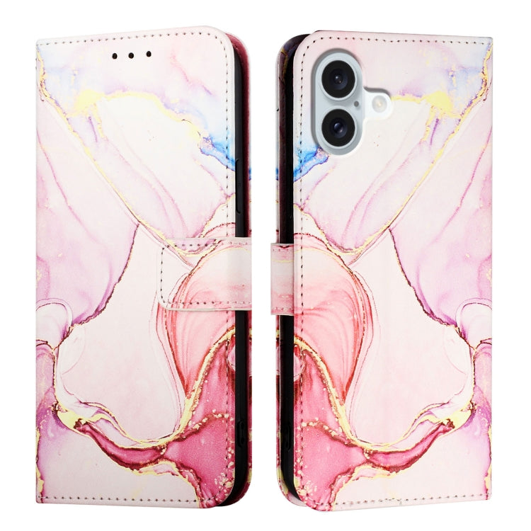 For iPhone 16 Plus PT003 Marble Pattern Flip Leather Phone Case(Rose Gold) - iPhone 16 Plus Cases by PMC Jewellery | Online Shopping South Africa | PMC Jewellery | Buy Now Pay Later Mobicred