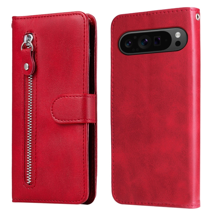 For Google Pixel 9 Pro Fashion Calf Texture Zipper Leather Phone Case(Red) - Google Cases by PMC Jewellery | Online Shopping South Africa | PMC Jewellery | Buy Now Pay Later Mobicred