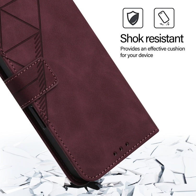 For iPhone 16 Crossbody 3D Embossed Flip Leather Phone Case(Wine Red) - iPhone 16 Cases by PMC Jewellery | Online Shopping South Africa | PMC Jewellery | Buy Now Pay Later Mobicred