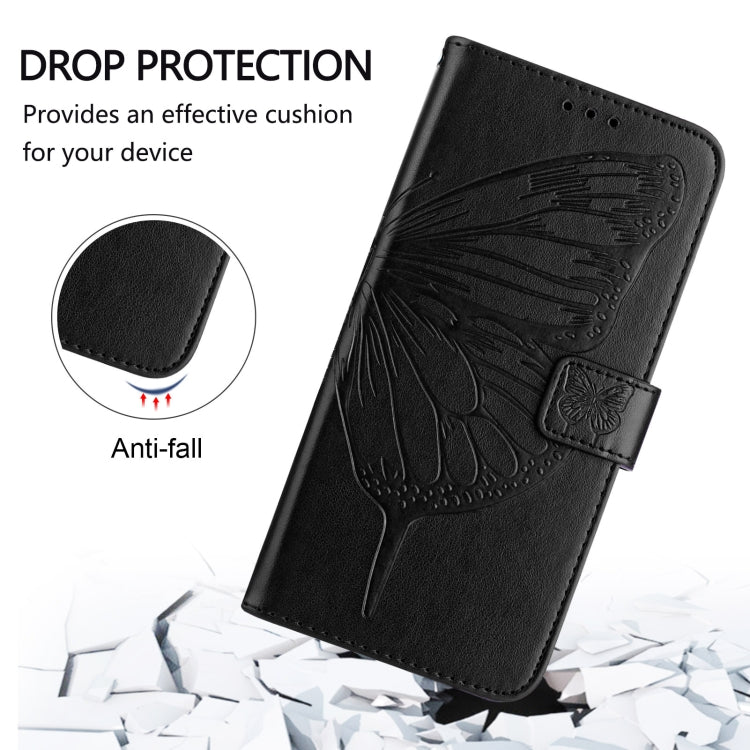 For iPhone SE 2024 Embossed Butterfly Leather Phone Case(Black) - More iPhone Cases by PMC Jewellery | Online Shopping South Africa | PMC Jewellery | Buy Now Pay Later Mobicred