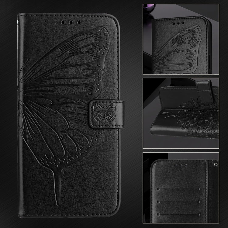 For iPhone SE 2024 Embossed Butterfly Leather Phone Case(Black) - More iPhone Cases by PMC Jewellery | Online Shopping South Africa | PMC Jewellery | Buy Now Pay Later Mobicred