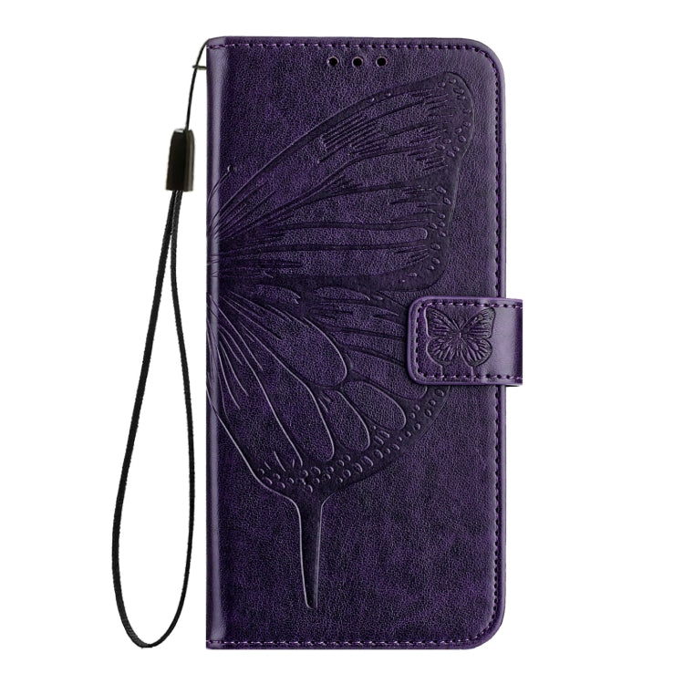 For iPhone SE 2024 Embossed Butterfly Leather Phone Case(Dark Purple) - More iPhone Cases by PMC Jewellery | Online Shopping South Africa | PMC Jewellery | Buy Now Pay Later Mobicred