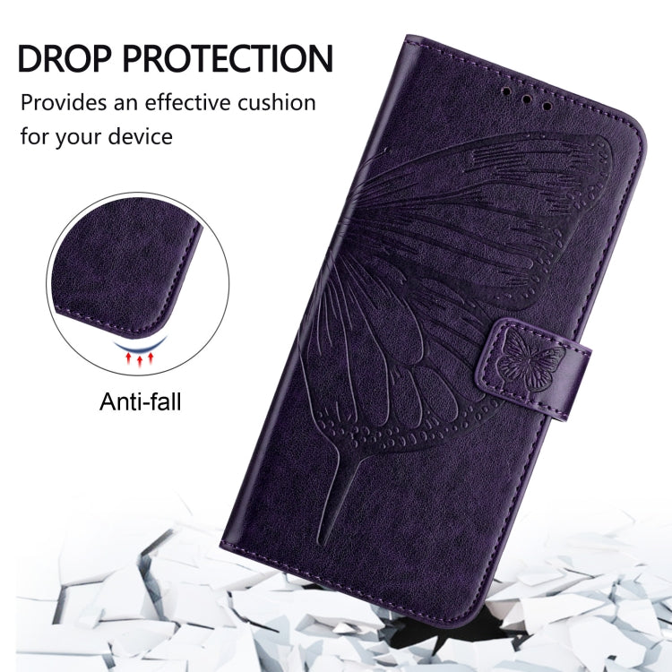 For iPhone SE 2024 Embossed Butterfly Leather Phone Case(Dark Purple) - More iPhone Cases by PMC Jewellery | Online Shopping South Africa | PMC Jewellery | Buy Now Pay Later Mobicred