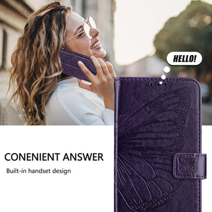 For iPhone SE 2024 Embossed Butterfly Leather Phone Case(Dark Purple) - More iPhone Cases by PMC Jewellery | Online Shopping South Africa | PMC Jewellery | Buy Now Pay Later Mobicred