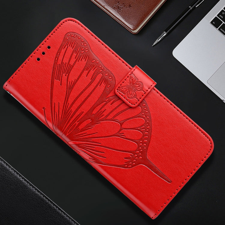 For iPhone SE 2024 Embossed Butterfly Leather Phone Case(Red) - More iPhone Cases by PMC Jewellery | Online Shopping South Africa | PMC Jewellery | Buy Now Pay Later Mobicred