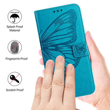 For iPhone SE 2024 Embossed Butterfly Leather Phone Case(Blue) - More iPhone Cases by PMC Jewellery | Online Shopping South Africa | PMC Jewellery | Buy Now Pay Later Mobicred