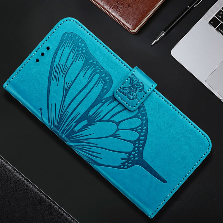 For iPhone SE 2024 Embossed Butterfly Leather Phone Case(Blue) - More iPhone Cases by PMC Jewellery | Online Shopping South Africa | PMC Jewellery | Buy Now Pay Later Mobicred