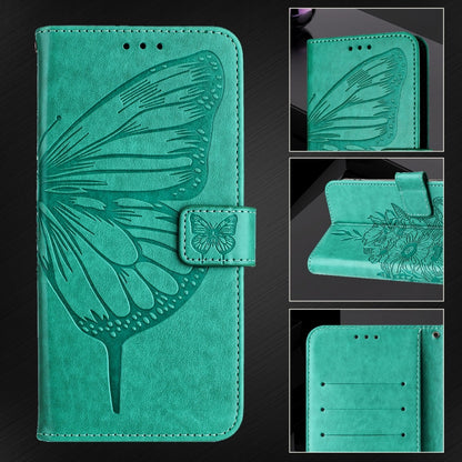 For iPhone SE 2024 Embossed Butterfly Leather Phone Case(Green) - More iPhone Cases by PMC Jewellery | Online Shopping South Africa | PMC Jewellery | Buy Now Pay Later Mobicred