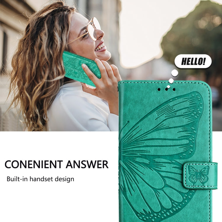 For iPhone SE 2024 Embossed Butterfly Leather Phone Case(Green) - More iPhone Cases by PMC Jewellery | Online Shopping South Africa | PMC Jewellery | Buy Now Pay Later Mobicred