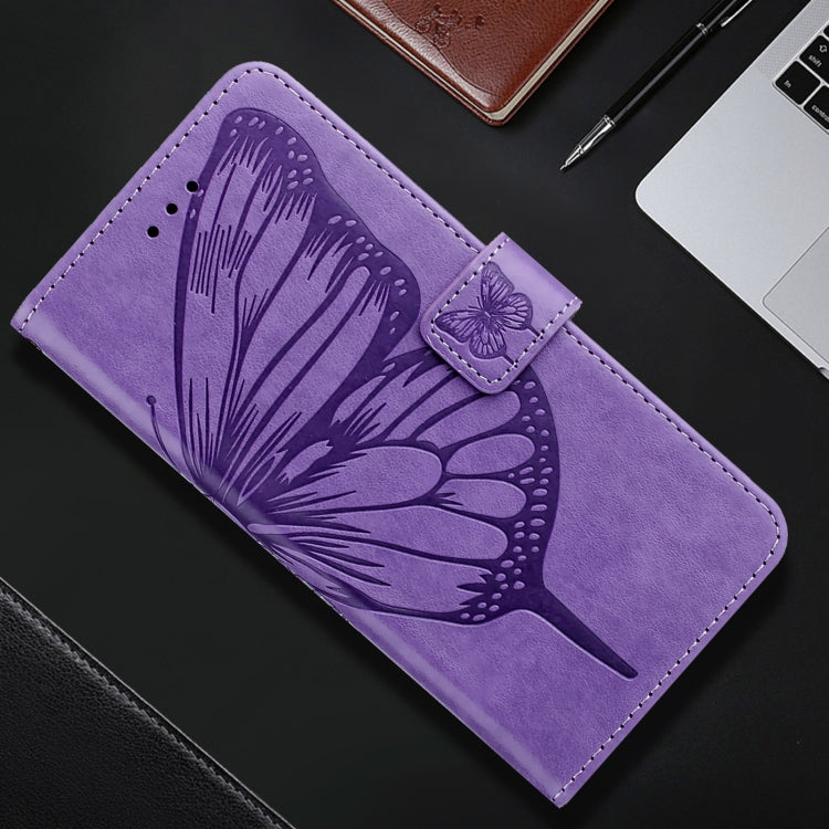 For iPhone SE 2024 Embossed Butterfly Leather Phone Case(Light Purple) - More iPhone Cases by PMC Jewellery | Online Shopping South Africa | PMC Jewellery | Buy Now Pay Later Mobicred