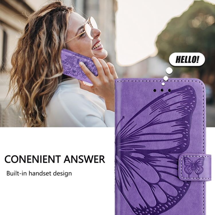 For iPhone SE 2024 Embossed Butterfly Leather Phone Case(Light Purple) - More iPhone Cases by PMC Jewellery | Online Shopping South Africa | PMC Jewellery | Buy Now Pay Later Mobicred