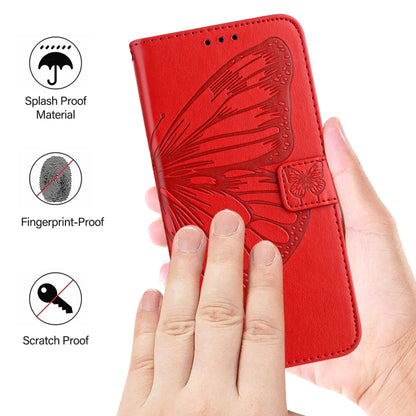 For iPhone 16 Pro Max Embossed Butterfly Leather Phone Case(Red) - iPhone 16 Pro Max Cases by PMC Jewellery | Online Shopping South Africa | PMC Jewellery | Buy Now Pay Later Mobicred