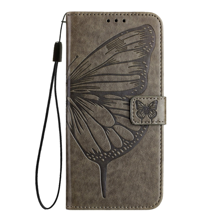 For iPhone 16 Pro Max Embossed Butterfly Leather Phone Case(Grey) - iPhone 16 Pro Max Cases by PMC Jewellery | Online Shopping South Africa | PMC Jewellery | Buy Now Pay Later Mobicred