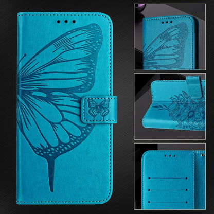 For iPhone 16 Pro Embossed Butterfly Leather Phone Case(Blue) - iPhone 16 Pro Cases by PMC Jewellery | Online Shopping South Africa | PMC Jewellery | Buy Now Pay Later Mobicred