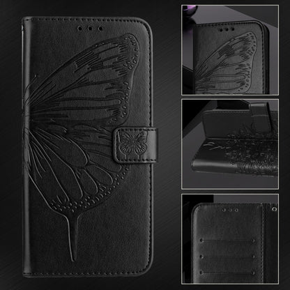 For iPhone 16 Plus Embossed Butterfly Leather Phone Case(Black) - iPhone 16 Plus Cases by PMC Jewellery | Online Shopping South Africa | PMC Jewellery | Buy Now Pay Later Mobicred