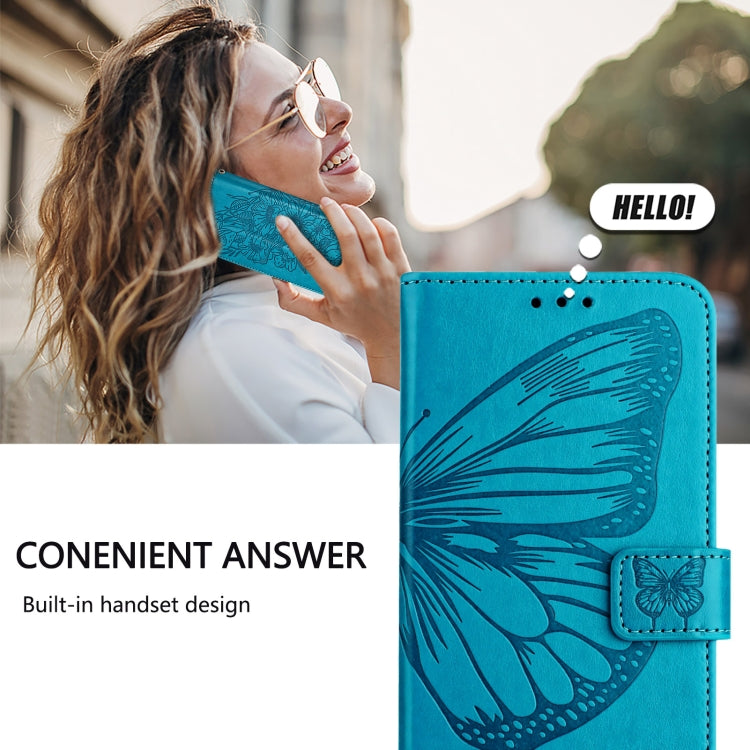 For iPhone 16 Plus Embossed Butterfly Leather Phone Case(Blue) - iPhone 16 Plus Cases by PMC TechLife | Online Shopping South Africa | PMC TechLife | Buy Now Pay Later Mobicred