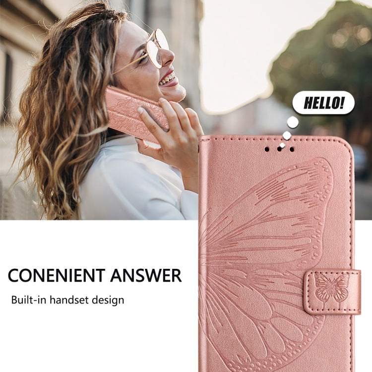 For iPhone 16 Plus Embossed Butterfly Leather Phone Case(Rose Gold) - iPhone 16 Plus Cases by PMC TechLife | Online Shopping South Africa | PMC TechLife | Buy Now Pay Later Mobicred