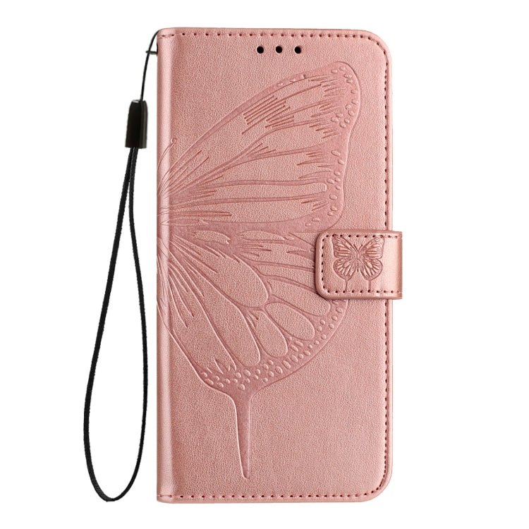 For iPhone 16 Embossed Butterfly Leather Phone Case(Rose Gold) - iPhone 16 Cases by PMC TechLife | Online Shopping South Africa | PMC TechLife | Buy Now Pay Later Mobicred