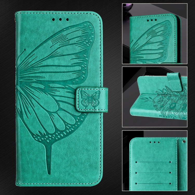 For iPhone 16 Embossed Butterfly Leather Phone Case(Green) - iPhone 16 Cases by PMC TechLife | Online Shopping South Africa | PMC TechLife | Buy Now Pay Later Mobicred