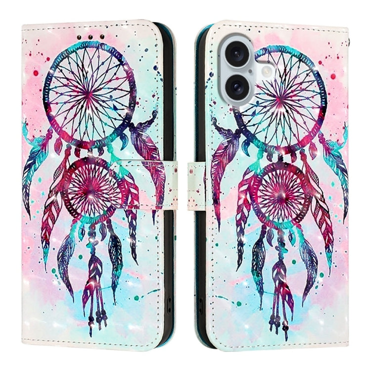 For iPhone 16 Plus 3D Painting Horizontal Flip Leather Phone Case(Color Drop Wind Chimes) - iPhone 16 Plus Cases by PMC Jewellery | Online Shopping South Africa | PMC Jewellery | Buy Now Pay Later Mobicred