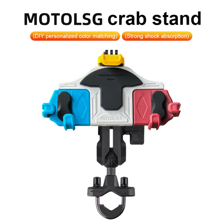 MOTOSLG Crab Motorcycle Phone Clamp Bracket U-Type Headbar Mount with Anti-theft Lock(Yellow Blue White) - Holder by MOTOLSG | Online Shopping South Africa | PMC Jewellery | Buy Now Pay Later Mobicred