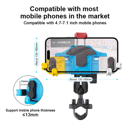 MOTOSLG Crab Motorcycle Phone Clamp Bracket U-Type Headbar Mount with Anti-theft Lock(Yellow Blue White) - Holder by MOTOLSG | Online Shopping South Africa | PMC Jewellery | Buy Now Pay Later Mobicred