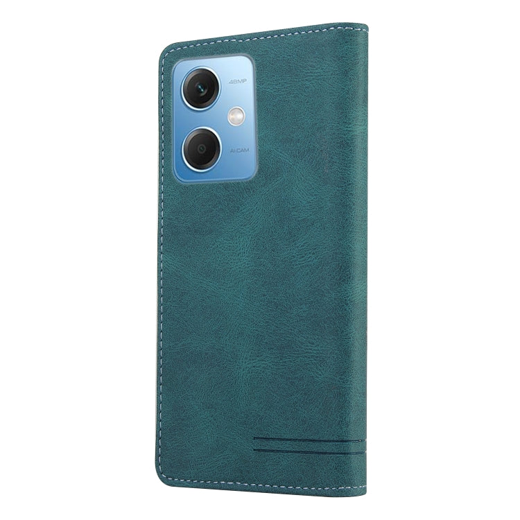 For Xiaomi Redmi Note 12 India/Poco X5 Skin Feel Anti-theft Brush Horizontal Flip Leather Case with Holder(Blue) - Xiaomi Cases by PMC Jewellery | Online Shopping South Africa | PMC Jewellery | Buy Now Pay Later Mobicred