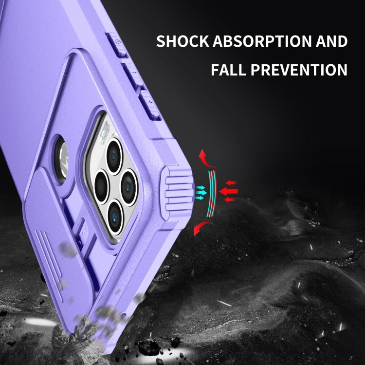 For Motorola Moto G Stylus 5G Stereoscopic Holder Sliding Camshield Phone Case(Purple) - Motorola Cases by PMC Jewellery | Online Shopping South Africa | PMC Jewellery