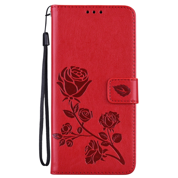 For Xiaomi Redmi Note 12 5G Global/Poco X5 Rose Embossed Flip PU Leather Phone Case(Red) - Xiaomi Cases by PMC Jewellery | Online Shopping South Africa | PMC Jewellery | Buy Now Pay Later Mobicred