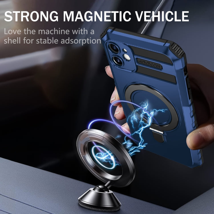 For iPhone 11 MagSafe Magnetic Holder Phone Case(Blue) - iPhone 11 Cases by PMC TechLife | Online Shopping South Africa | PMC TechLife