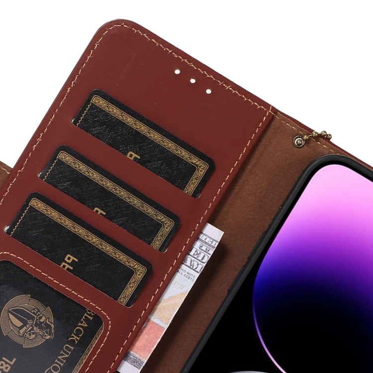 For OnePlus Ace 2 Pro Genuine Leather Magnetic RFID Leather Phone Case(Coffee) - OnePlus Cases by PMC TechLife | Online Shopping South Africa | PMC TechLife | Buy Now Pay Later Mobicred