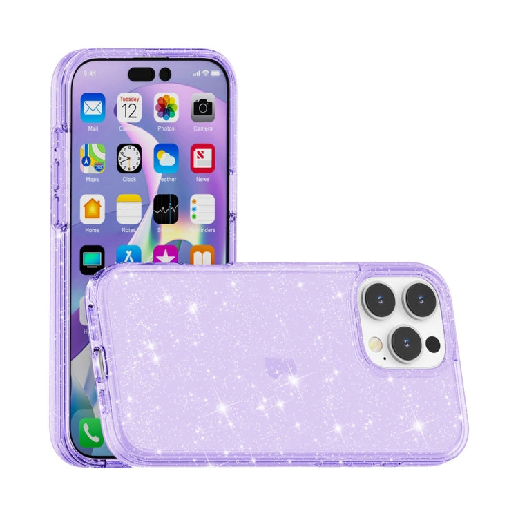For iPhone 16 Pro Shockproof Terminator Glitter Powder Phone Case(Purple) - iPhone 16 Pro Cases by PMC TechLife | Online Shopping South Africa | PMC TechLife | Buy Now Pay Later Mobicred