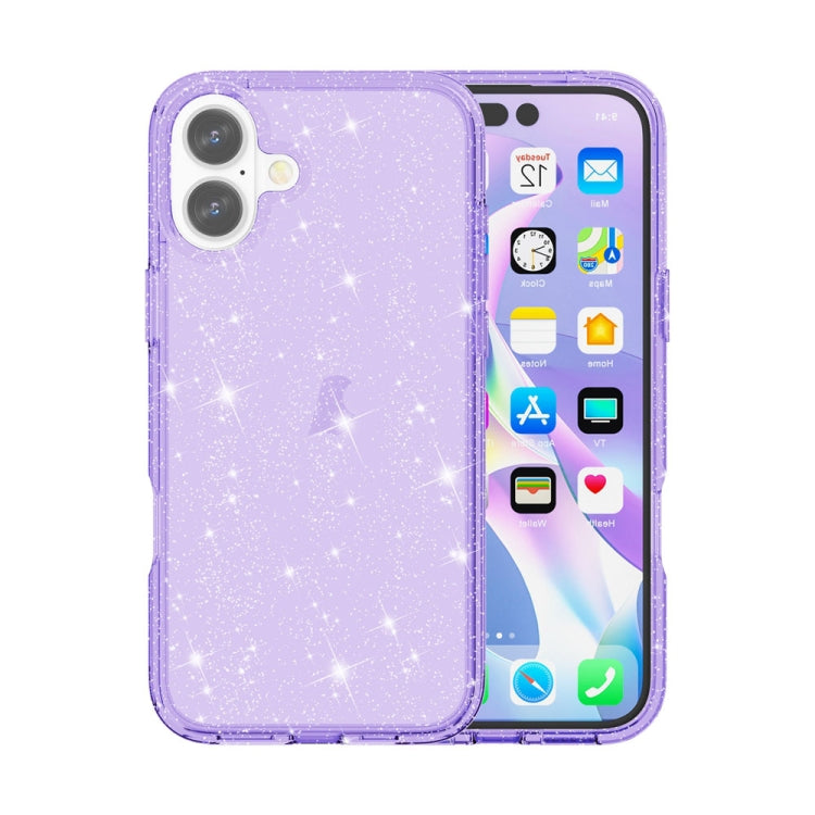 For iPhone 16 Plus Shockproof Terminator Glitter Powder Phone Case(Purple) - iPhone 16 Plus Cases by PMC Jewellery | Online Shopping South Africa | PMC Jewellery | Buy Now Pay Later Mobicred