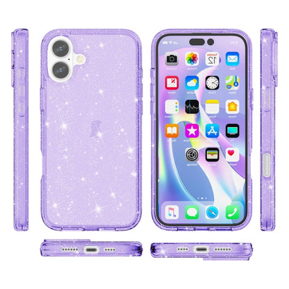 For iPhone 16 Plus Shockproof Terminator Glitter Powder Phone Case(Purple) - iPhone 16 Plus Cases by PMC Jewellery | Online Shopping South Africa | PMC Jewellery | Buy Now Pay Later Mobicred