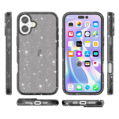 For iPhone 16 Shockproof Terminator Glitter Powder Phone Case(Black) - iPhone 16 Cases by PMC Jewellery | Online Shopping South Africa | PMC Jewellery | Buy Now Pay Later Mobicred